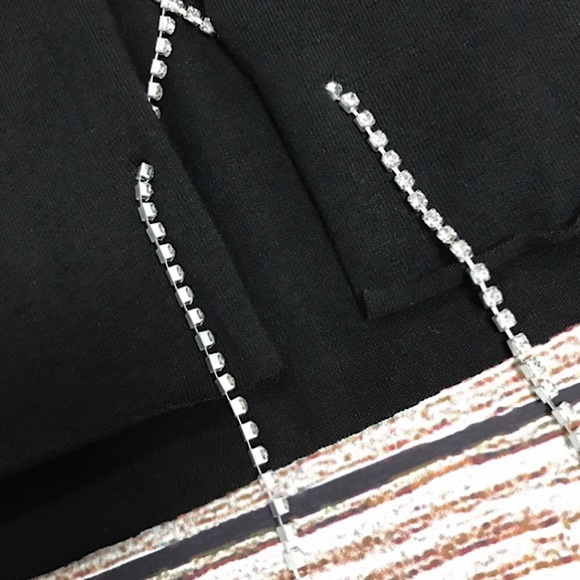 Black silver rhinestone lace up crop top - Picture 8 of 11